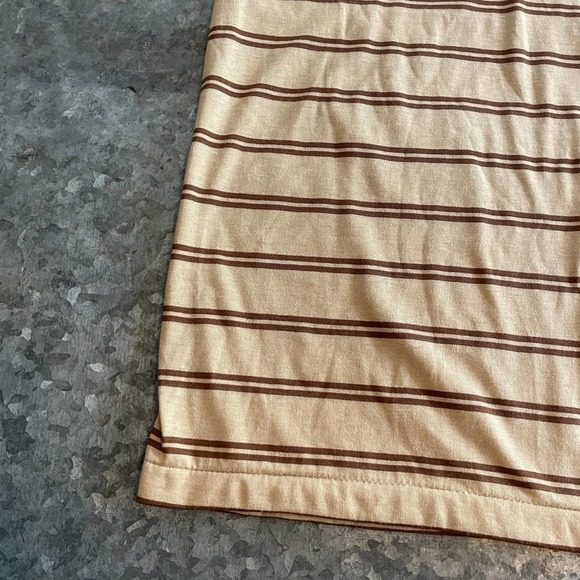 NWT Vintage Polo Shirt Mens Small Sparetime Single Stitch Retro Brown Tan Stripe - Picture 4 of 10